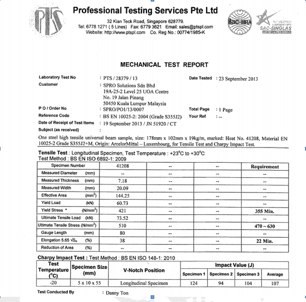 S355J2 hot rolled low alloy high yield steel plates to EN10025(93) designation